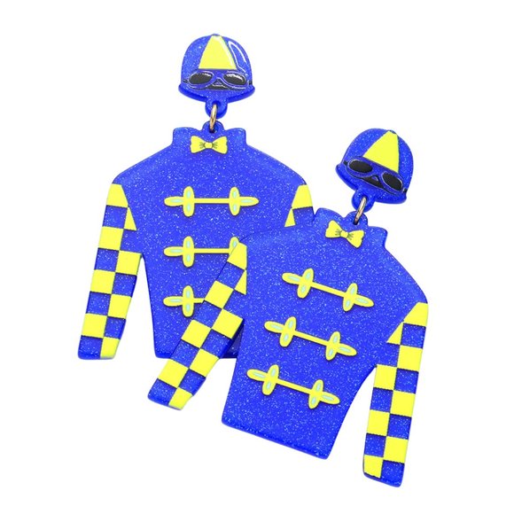 Kentucky Derby Acrylic Riding Suit Earrings, Horse Lover Jewelry - Picture 3 of 3